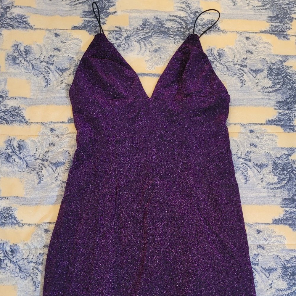 Purple metallic sparkle mini dress, Forever 21 size L, new with tags